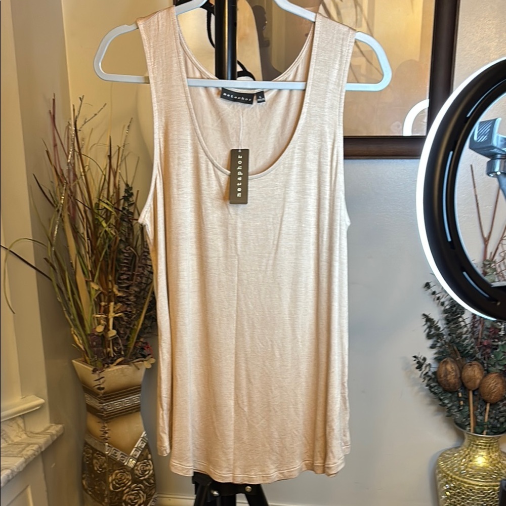 Metaphor Cream Tank Top Relaxed Fit Sleeveless Size Large